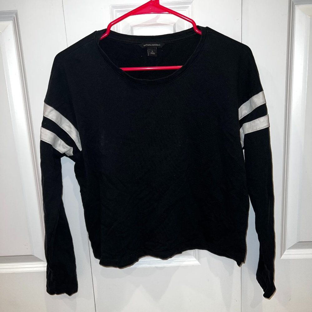 Banana Republic Longsleeve Black Shirt with White Stripes (Small)